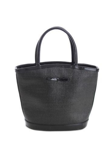 LULU GUINNESS Vintage Tote Bag Black Ultrasuede “Yes, No