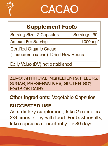 Secrets Of The Tribe Cacao Capsules, 500 mg