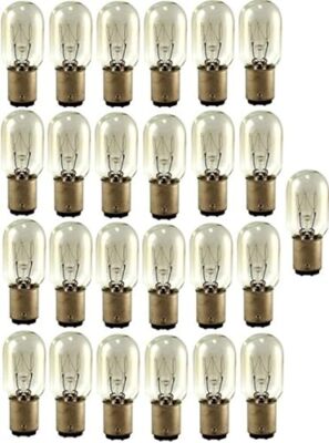 **25 PACK** Eiko 15T7DC-130V - 15 Watt Tubular Incandescent Light Bulb