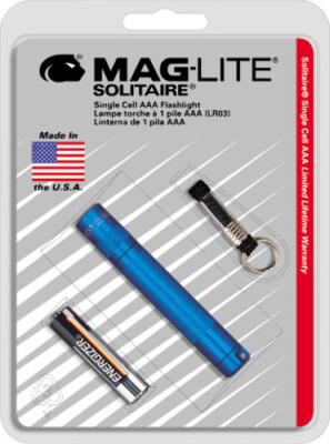 Mag-Lite Solitaire AAA Cell K3A116 Blue. 3 1/4'' overall. Aircraft grade aluminum