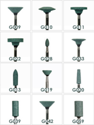 100 Pcs Dental Lab Quality Green Mounted Stones 