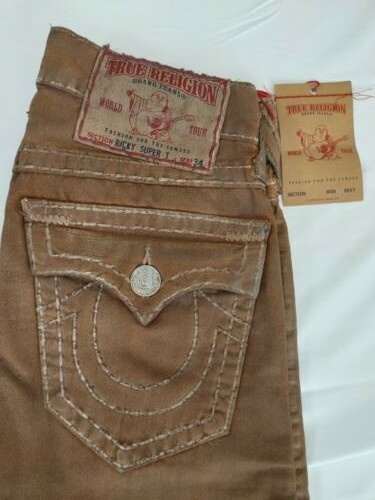 Pre-owned True Religion Mens  Super T Waxed Tan Brown Jeans Size 28 With Tags Org $421