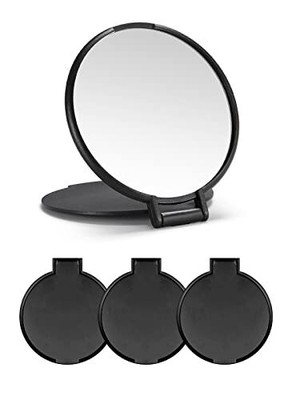 Compact Mirror Bulk Round Makeup Mirror for Purse, Set of 3, 2.6'' L 3 PCS-Black