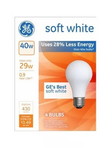 GE 29W (40 W Replacement) Old school Soft White Bulbs