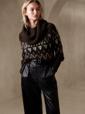 BANANA REPUBLIC BRAE FAIR ISLE SWEATER SIZE XL Roasted Cocao Brown  NEW #443687