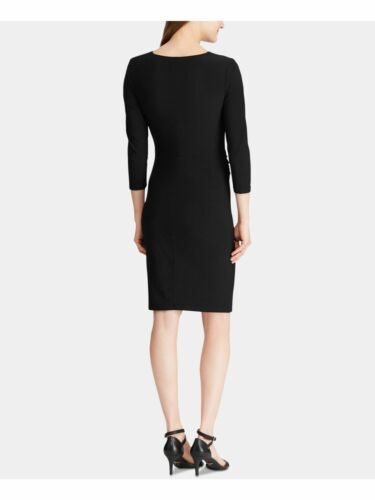 LAUREN RALPH LAUREN Womens Jersey 3/4 Sleeve Black Dress