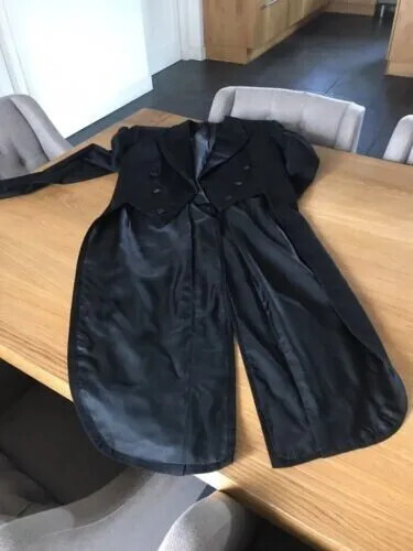 Pre-owned 100% 19th Century Edwardian Black Hunting Open Style Wool Men Tailcoat