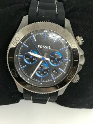 Fossil CH2869 Retro Traveler Chronograph Men's Black Silicone Analog Watch Bb818