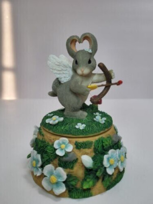 NIB Fitz & Floyd Charming Tails ''LOVE BUNNY MUSIC BOX'' Figurine 93/200