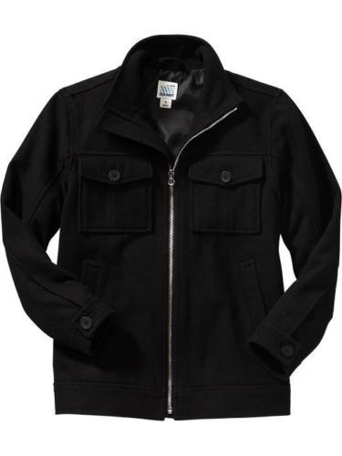 Old Navy Men's Wool Blend Black Military Jacket 5 Pocket