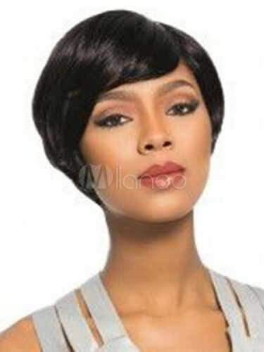 Layered Shag Hairstyle Straight Short Black Synthetic Capless Wigs