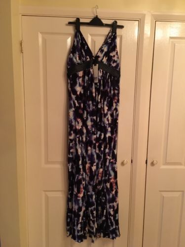 tie dye distressed mesh slit halter maxi dress Tie Dye Print Crossover Halter Neck Ruched Slim Vacation Maxi Dresses-Blue