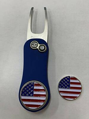 Pitchfix Hybrid 2.0 Royal Switchblade Divot Tool with 2 USA Markers