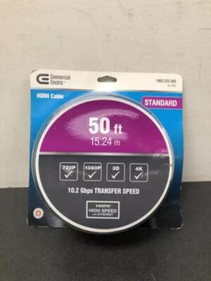 Commercial Electric HD0776 50ft Unidirectional Standard Black HDMI Cable