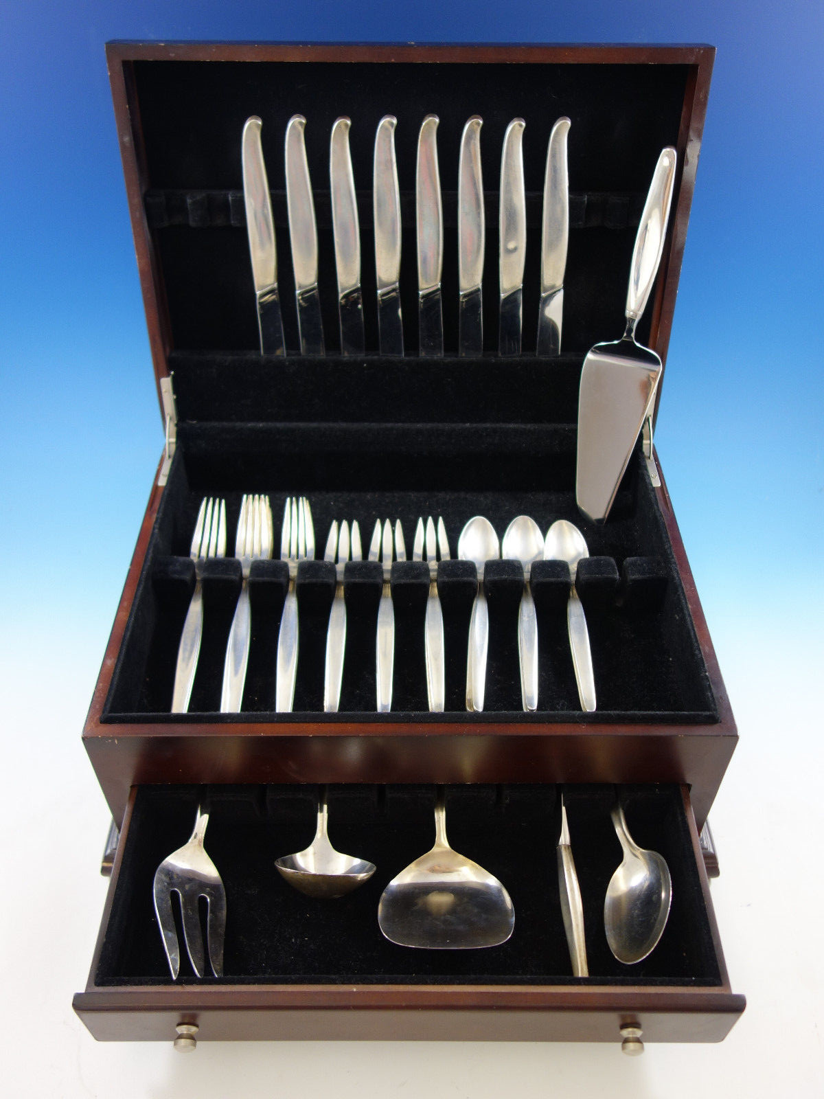 Contour by Towle Sterling Silver Flatware Set Service 38 pcs Mid