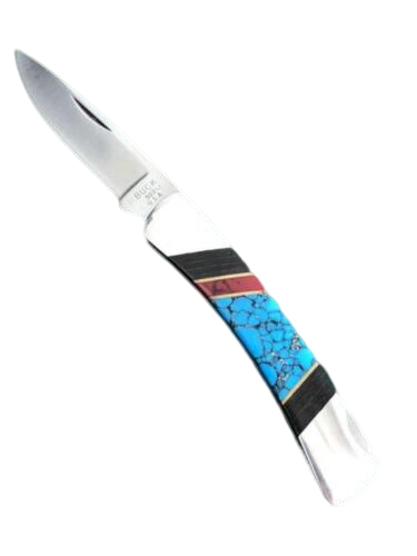 BUCK Back Knife 503 USA Turquoise Inlay Indian Jewelry | eBay
