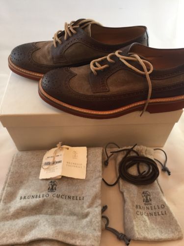 NWOB $1195 Brunello Cucinelli Men 100% Leather Cap-Toe Derby
