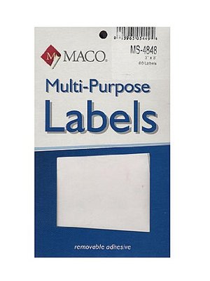 Maco Multi-Purpose Handwrite Labels square 3 in. x 3 in. 80 PACK OF 6 ms4848