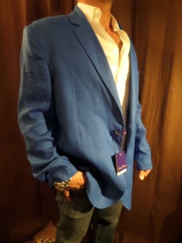 ALAN FLUSSER ブラック リネンパンツ Alan Flusser Linen Rayon Casual Pants 36x32 Pleated Cuffed