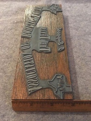 Vintage Letterpress Printers Block Texas Association Of Bowling Youth Seal Type