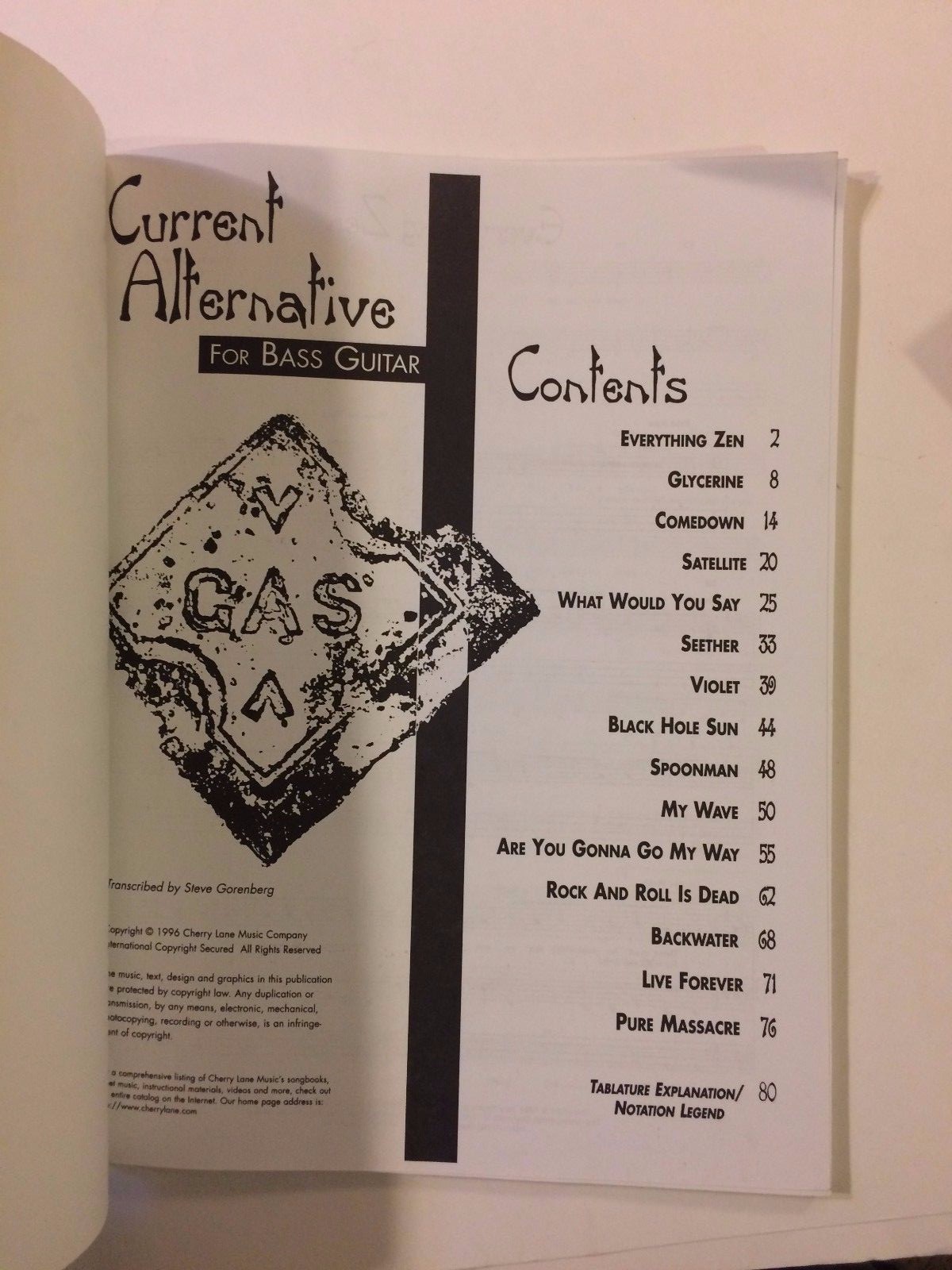 Current ALTERNATIVE GUiTAR TAB BOOK bush, dave matthews soundgarden free USA s&h