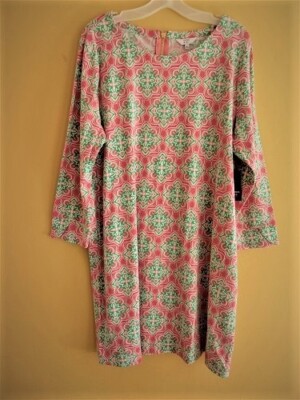 NWT Women's Crown & Ivy XL Cotton Blend Stretchy DRESS Pink Green White NEW