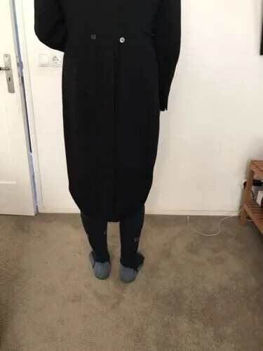 Pre-owned 100% 19th Century Edwardian Black Hunting Open Style Wool Men Tailcoat