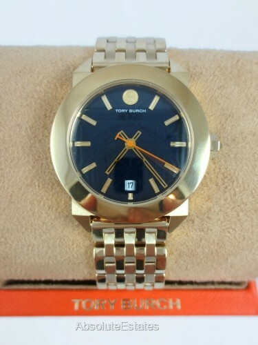 NEW Tory Burch Whitney Watch Blue & Gold Tone TBW8003 Logo