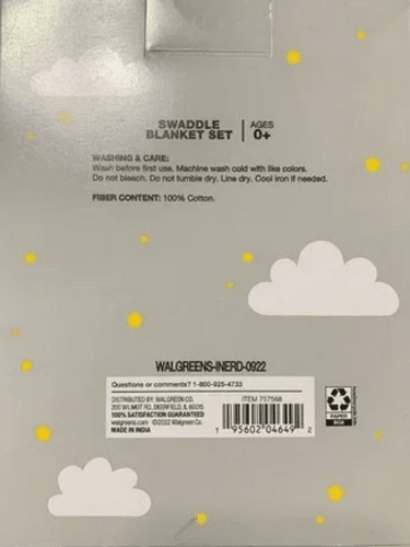 Moon and Stars (2-PACK) Gold White Baby Swaddle Cotton Blanket Ages 0+ 30" x 40"