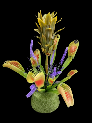 Artificial Venus Fly Trap with a green protea. Carnivorous Plants Silk