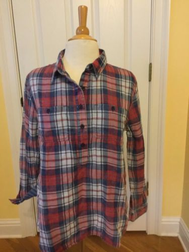 beach lunch lounge flannel dress Beachlunchlounge Women's Button Up Dress, Size: Small, Red