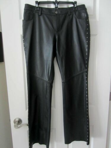 HARLEY-DAVIDSON LEATHER SPANDEX PANTS WOMENS 32/4 W BLACK 31