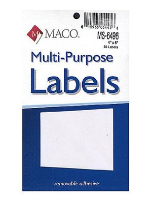 Maco MS6496 Multi-Purpose  Labels rectangular 4 in. x 6 in. 40 [PACK OF 6 ]