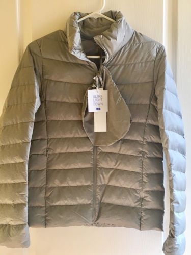 Vintage Uniqlo Puffer Jacket Womens XL Y2K Gray Down Zip Up Japan