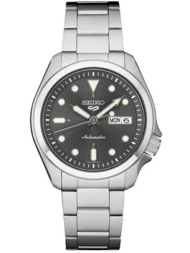 Pre-owned Seiko 5 Sports Gray Men's Watch - Srpe51 Stainless Steel