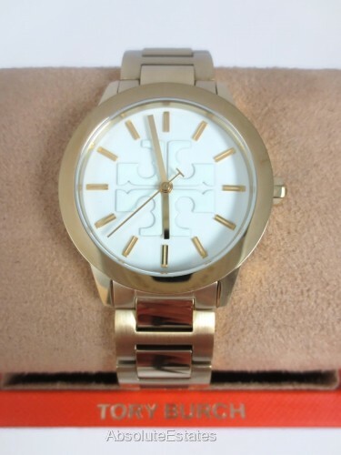 NEW Tory Burch Large Gigi Cream Gold Stainless Steel