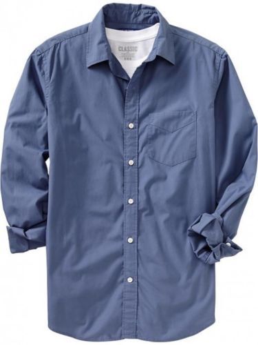 Chatham Road Collection Mens M Button Down Poly Spandex Stretch Shirt Navy  N1 | eBay