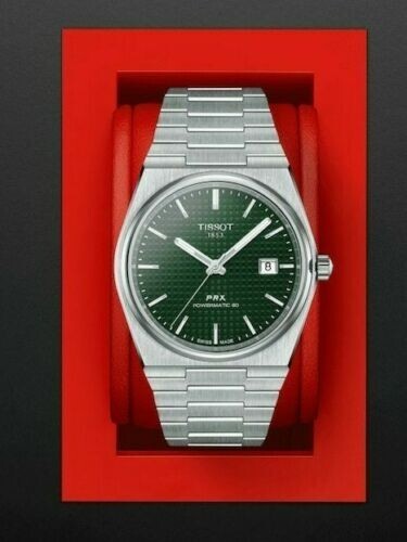 Pre-owned Tissot Powermatic 80 Green Honeycomb T137.407.11.091.00 In Box With Tags