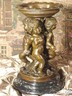 * Rich Bronze Metal on Marble Ornate Candlestick Children Babes Baby Gift Art