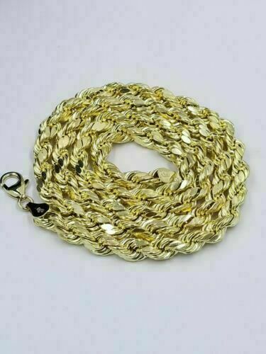 Pre-owned Globalwatches10 10k Yellow Gold "m" Head Charm Pendent Rope Chain 2.5mm 20 22 24 Men's Womens