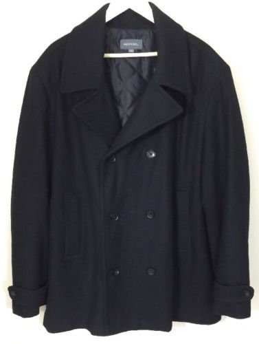 MERONA Mens Genuine Leather Black Jacket Merona Size Large Button Front Coat eBay
