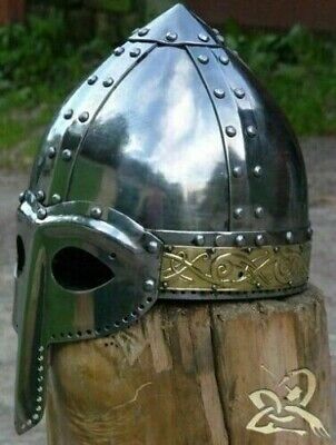 Medieval Viking Helmet Norman Brass & Steel Nasal Larp Sca Vintage Replica