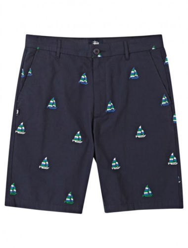 Stussy Men Swimwear 32 Blue Board Shorts Logo Cargo Pocket