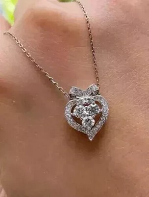 1Ct Round Lab Created Diamond Heart Pendant 14K White Gold Plated