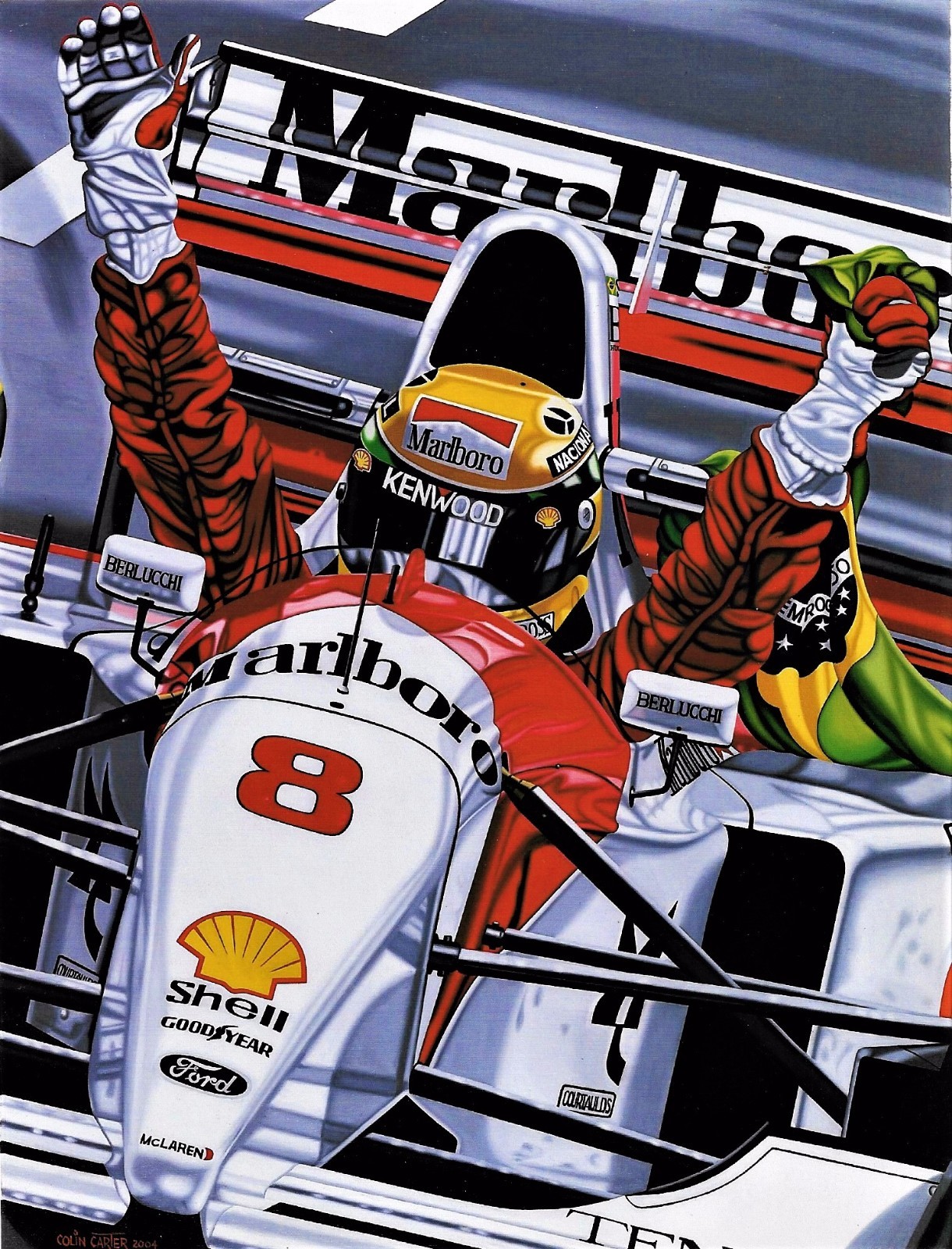 Ayrton Senna 90 x 70 cms limited edition F1 art print by