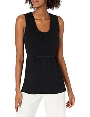 

Женский комбинированный топ с овальным вырезом Theory, черный, размер