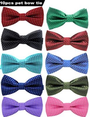 Pet Bow Tie, Colorful Polka Dots Adorable Collar Butterfly Knot 10pcs Pet Bow