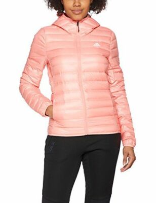 adidas Varilite Outdoor Hooded Down Fill Jacket Haze Coral FT1858 Women's XL