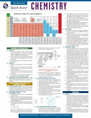 Chemistry - REA's Quick Access Reference Chart by Research and ...