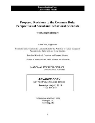 Proposed Revisions to the Common Rule: Perspectives of Social and Behavioral